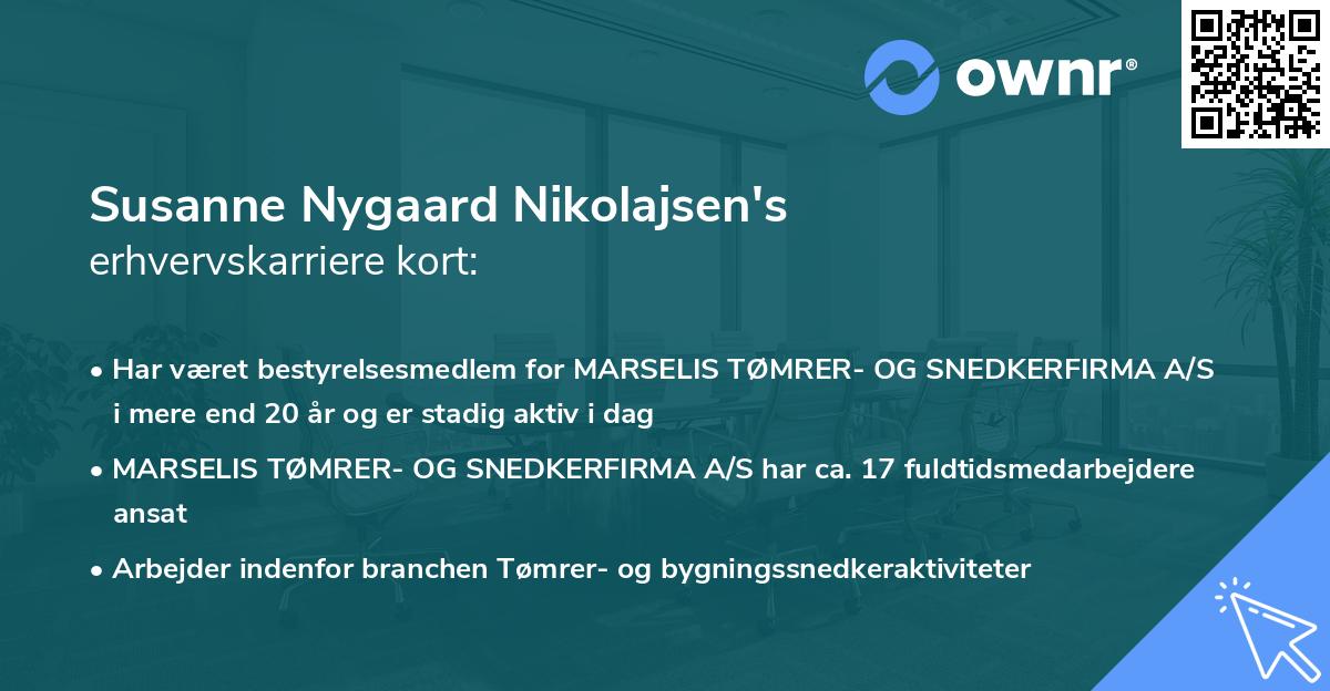 Susanne Nygaard Nikolajsen's erhvervskarriere kort