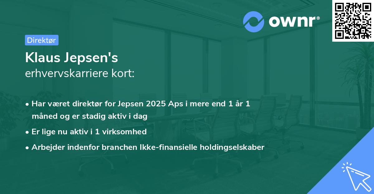 Klaus Jepsen's erhvervskarriere kort