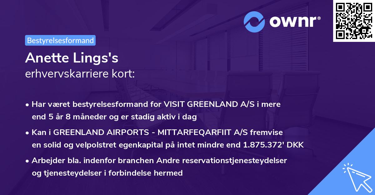 Anette Lings's erhvervskarriere kort