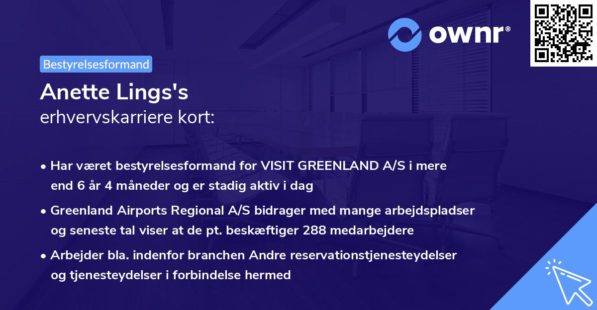 Anette Lings's erhvervskarriere kort