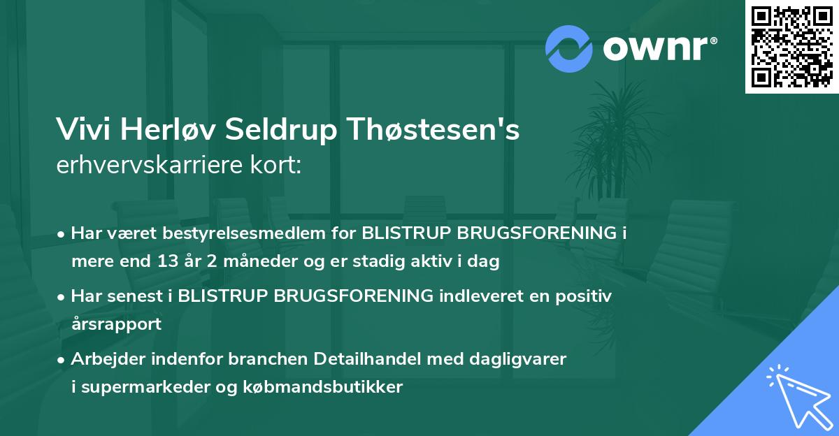 Vivi Herløv Seldrup Thøstesen's erhvervskarriere kort