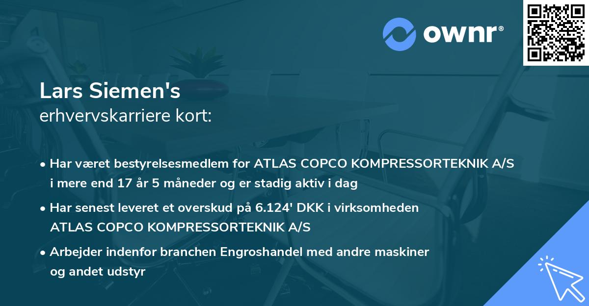 Lars Siemen's erhvervskarriere kort