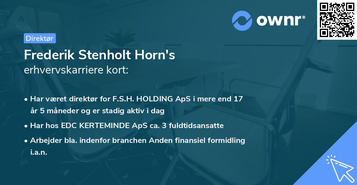 Frederik Stenholt Horn's erhvervskarriere kort