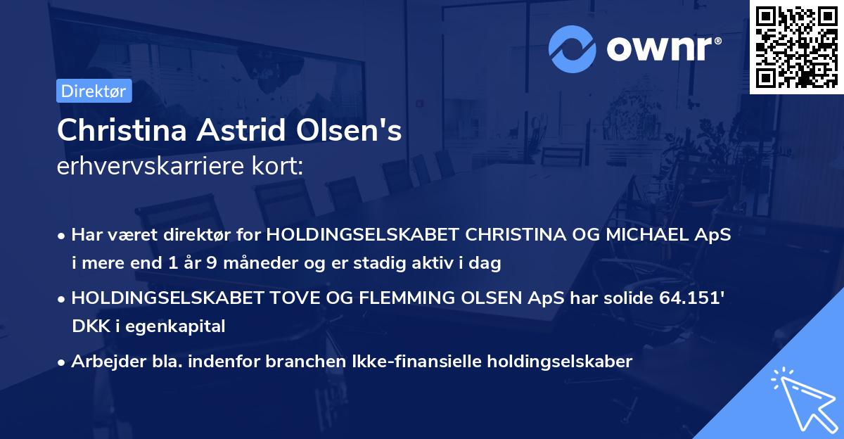 Christina Astrid Olsen's erhvervskarriere kort