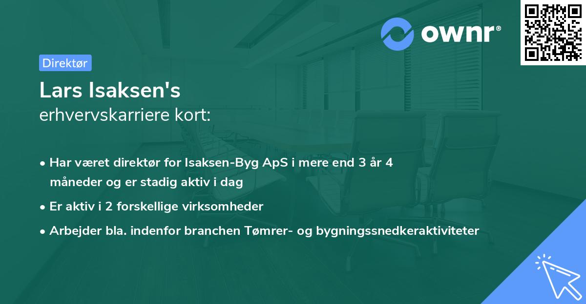 Lars Isaksen's erhvervskarriere kort