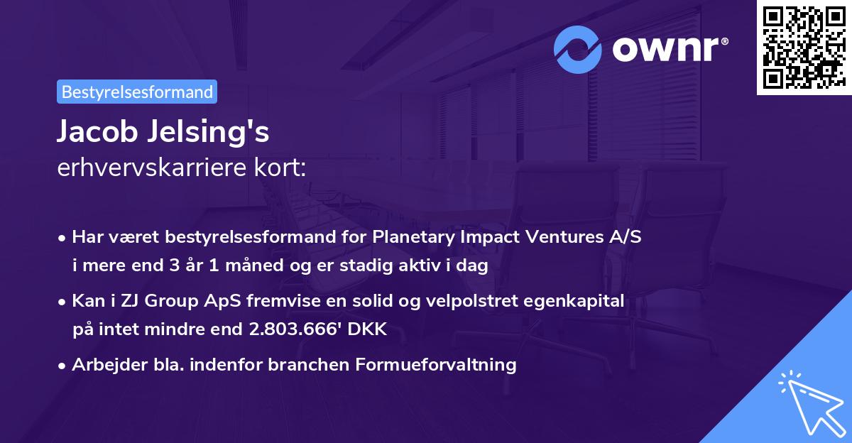 Jacob Jelsing's erhvervskarriere kort