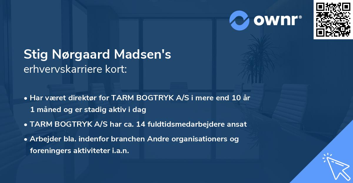 Stig Nørgaard Madsen's erhvervskarriere kort