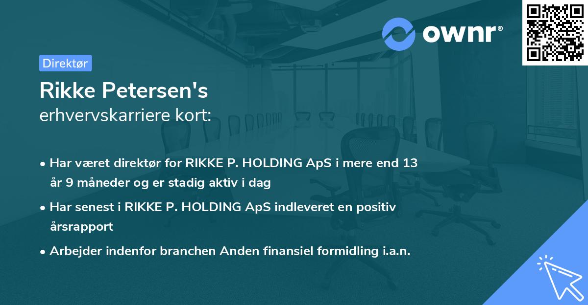 Rikke Petersen's erhvervskarriere kort