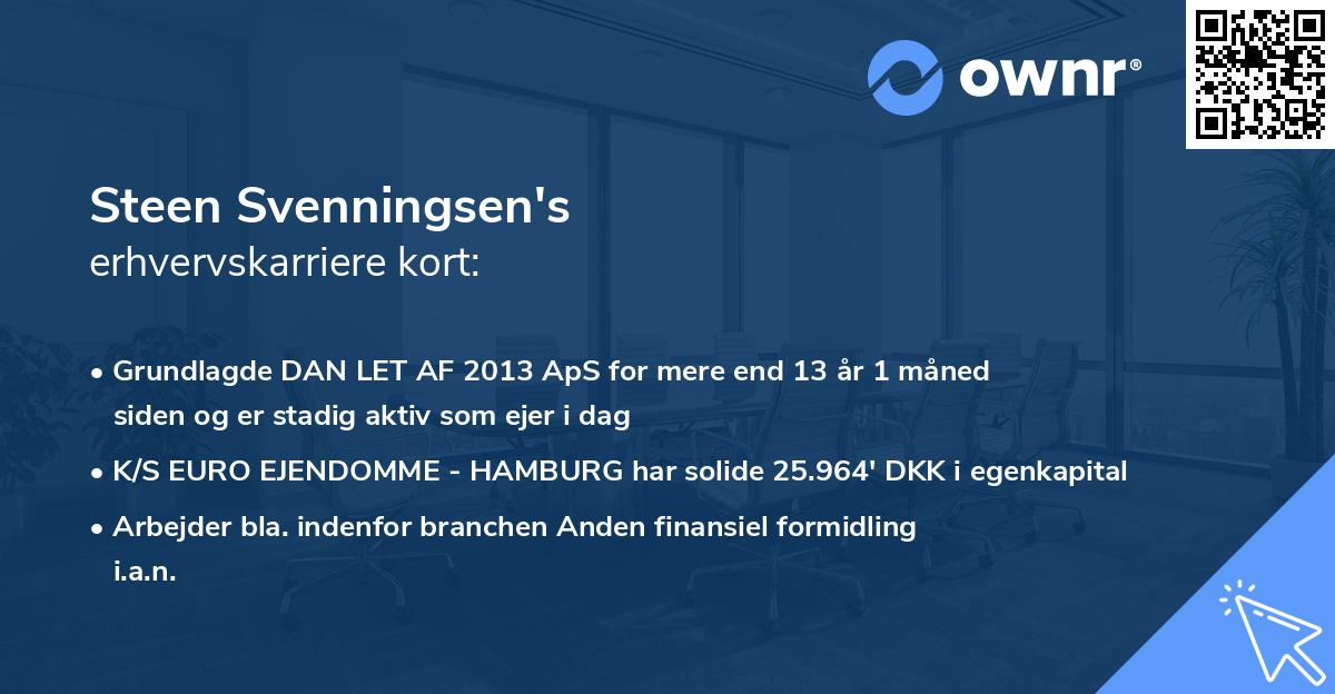 Steen Svenningsen's erhvervskarriere kort