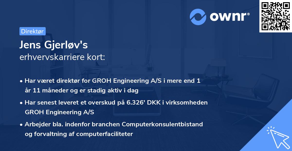 Jens Gjerløv's erhvervskarriere kort
