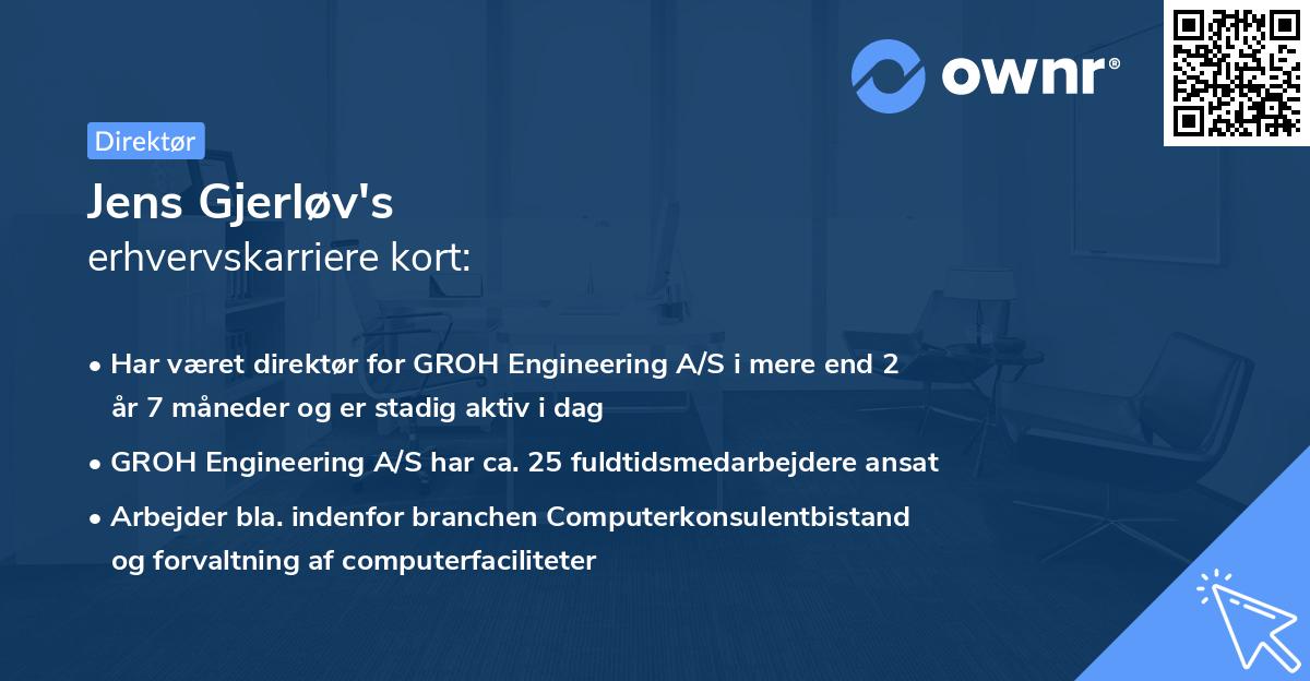 Jens Gjerløv's erhvervskarriere kort