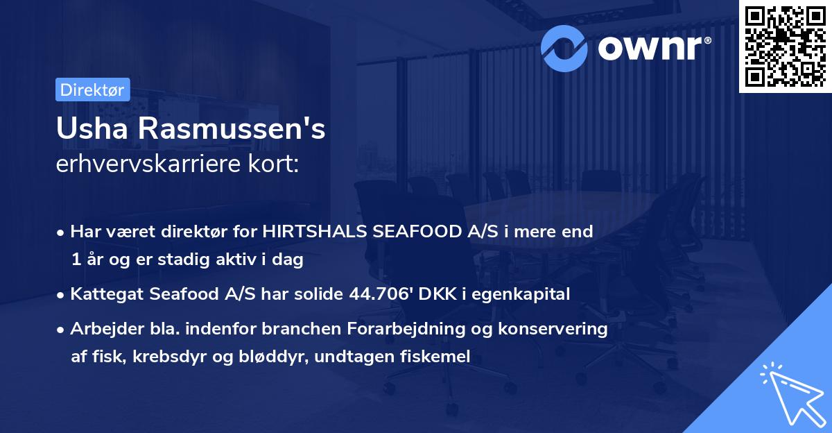 Usha Rasmussen's erhvervskarriere kort