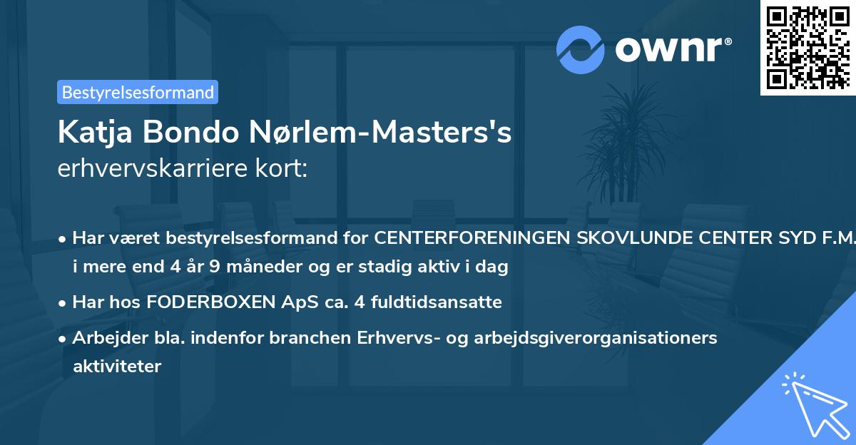 Katja Bondo Nørlem-Masters's erhvervskarriere kort