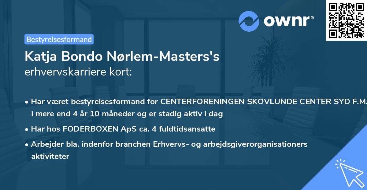 Katja Bondo Nørlem-Masters's erhvervskarriere kort