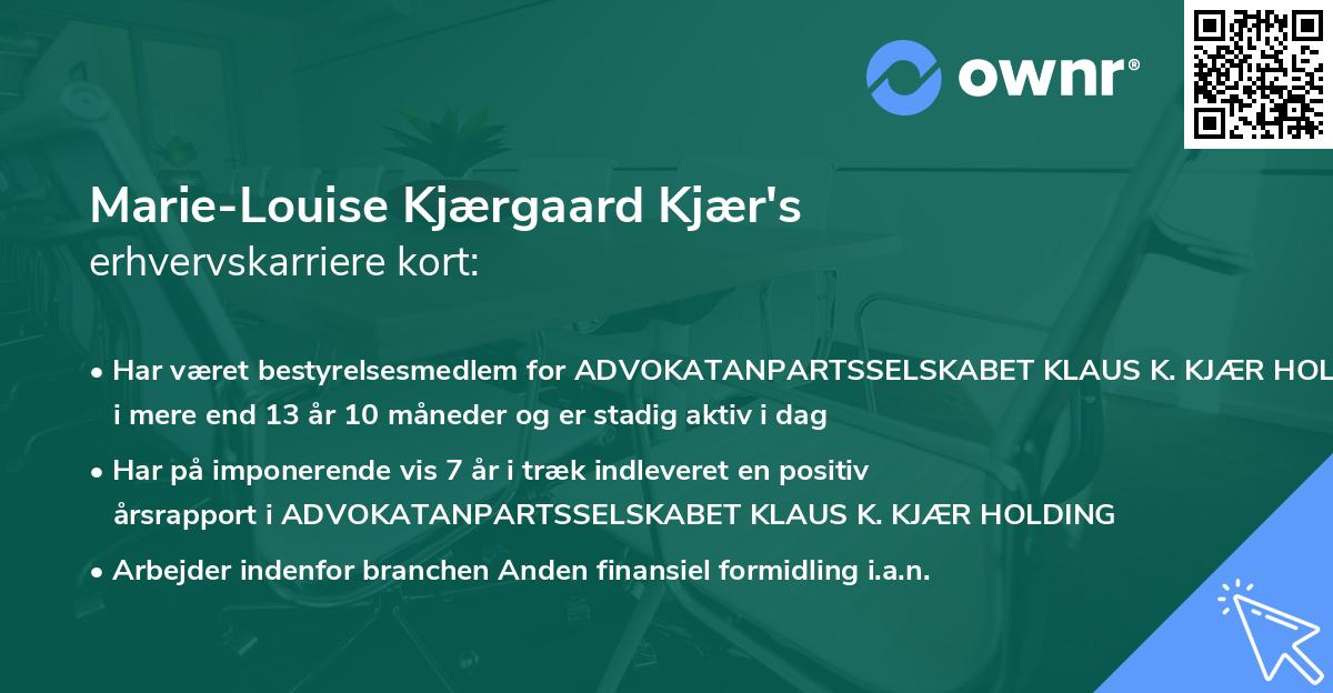Marie-Louise Kjærgaard Kjær's erhvervskarriere kort