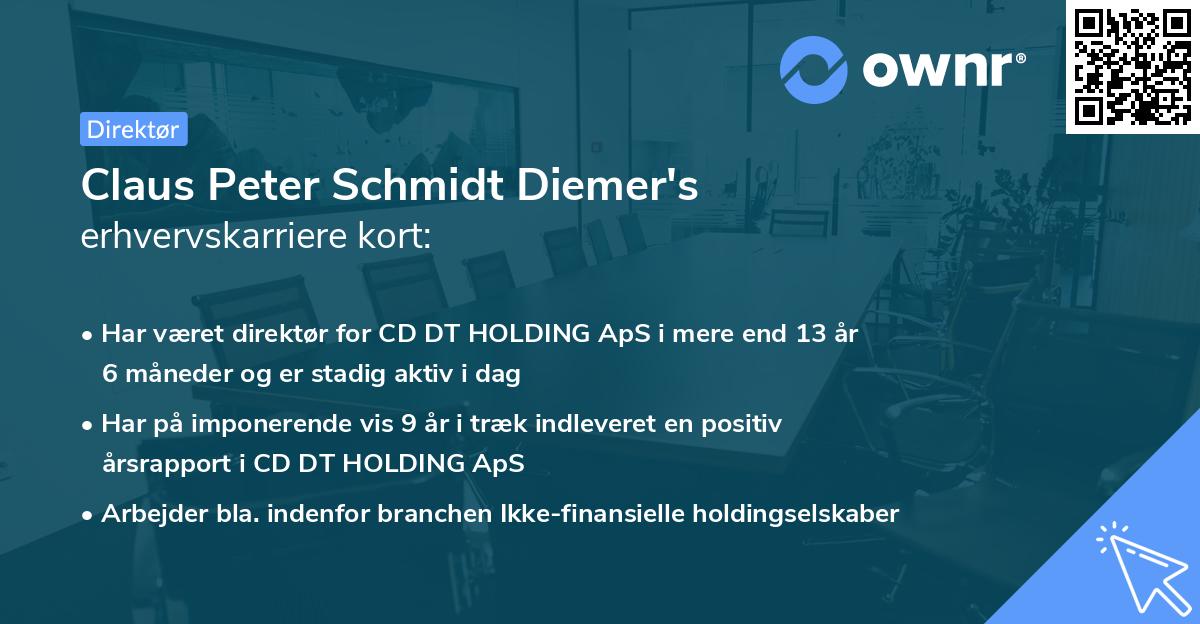 Claus Peter Schmidt Diemer's erhvervskarriere kort