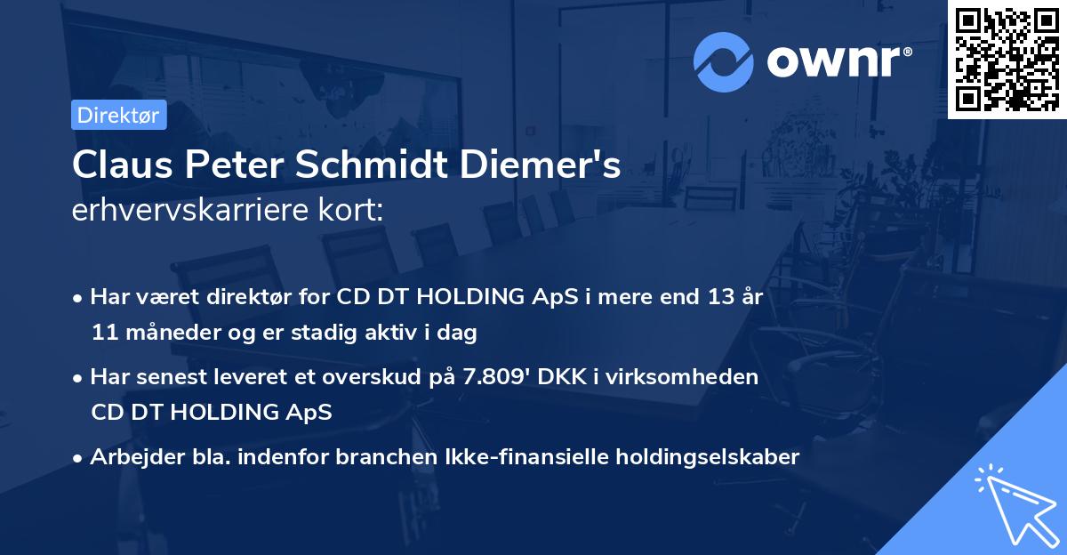 Claus Peter Schmidt Diemer's erhvervskarriere kort