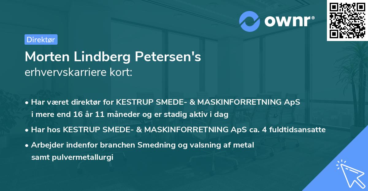 Morten Lindberg Petersen's erhvervskarriere kort