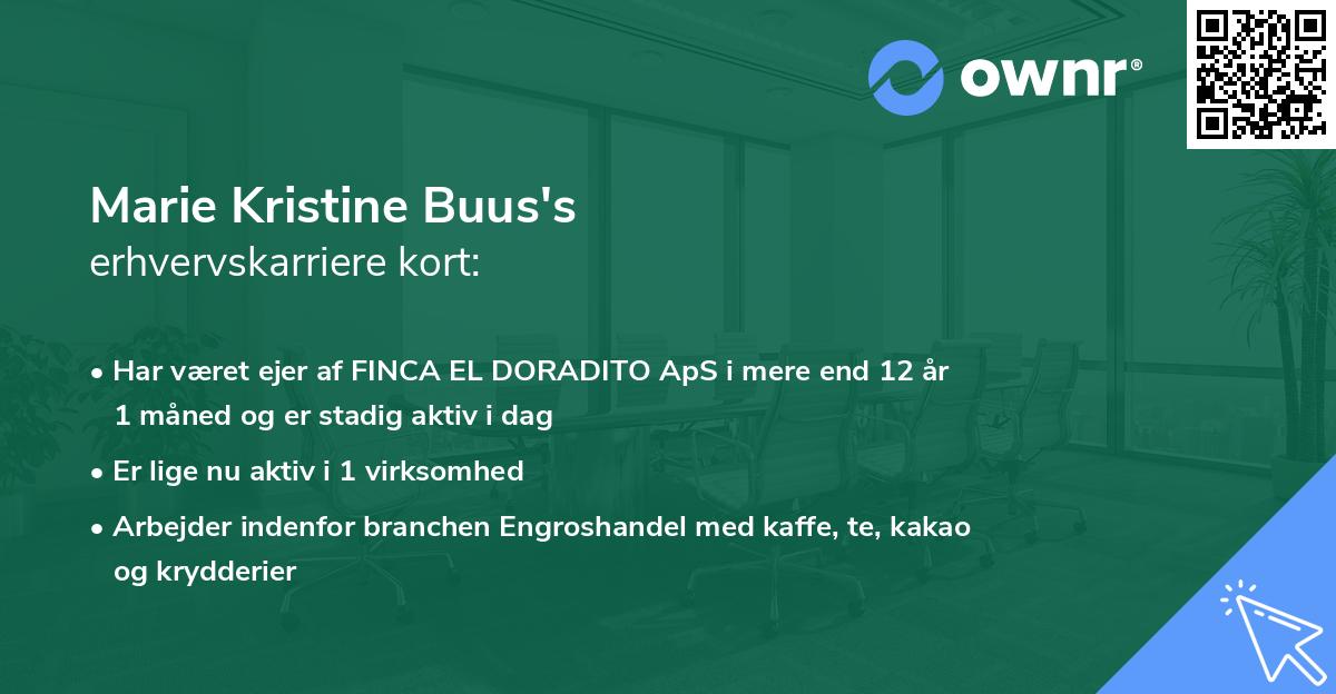 Marie Kristine Buus's erhvervskarriere kort