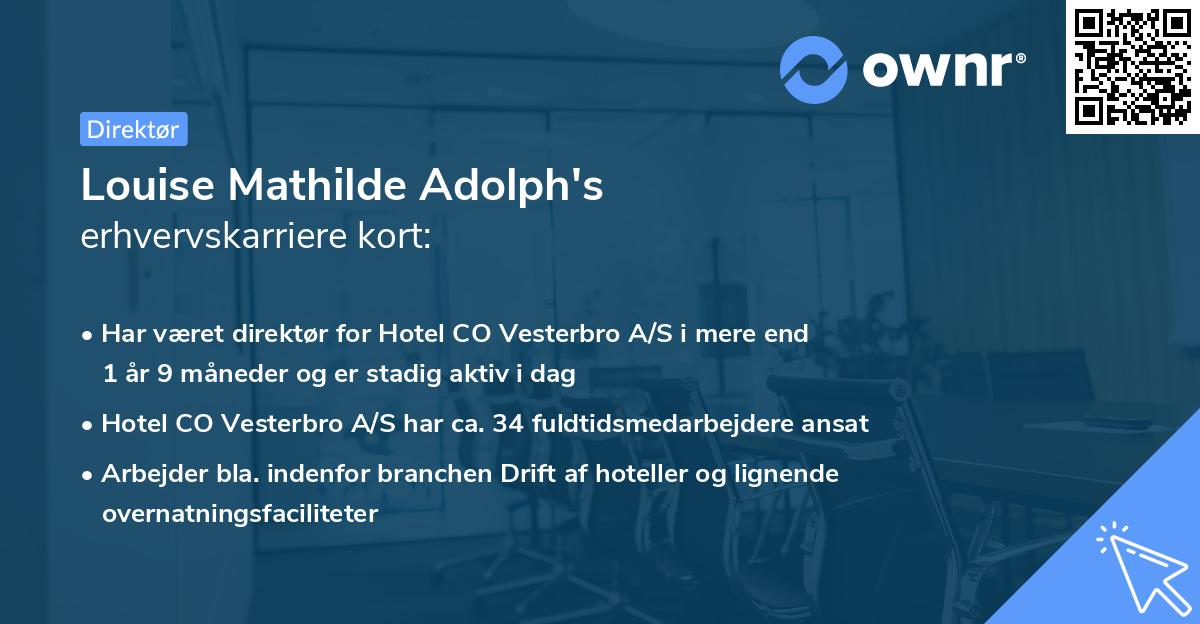 Louise Mathilde Adolph's erhvervskarriere kort