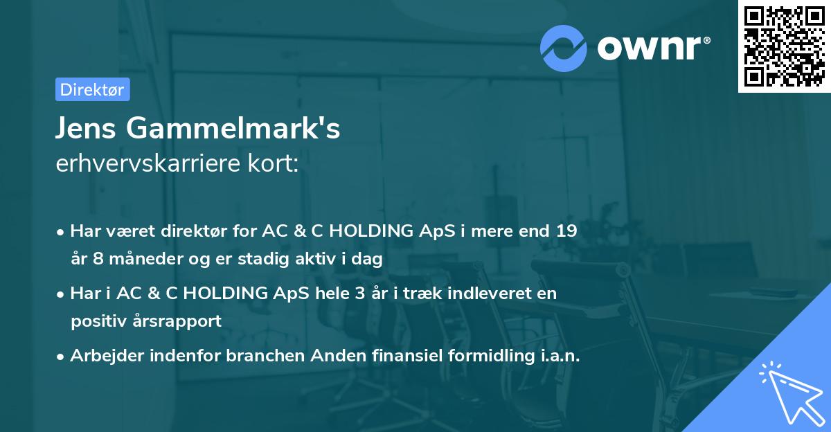 Jens Gammelmark's erhvervskarriere kort