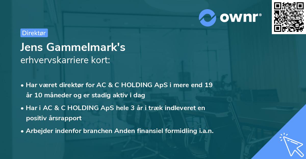 Jens Gammelmark's erhvervskarriere kort