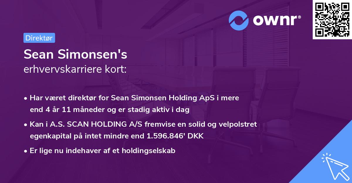 Sean Simonsen's erhvervskarriere kort