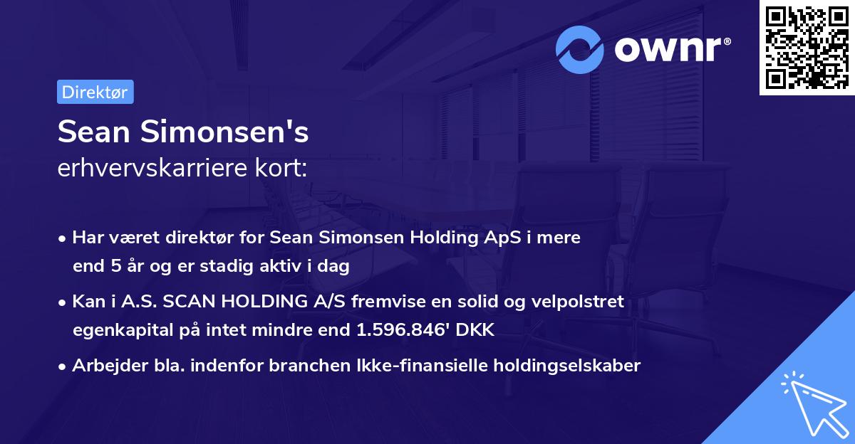 Sean Simonsen's erhvervskarriere kort