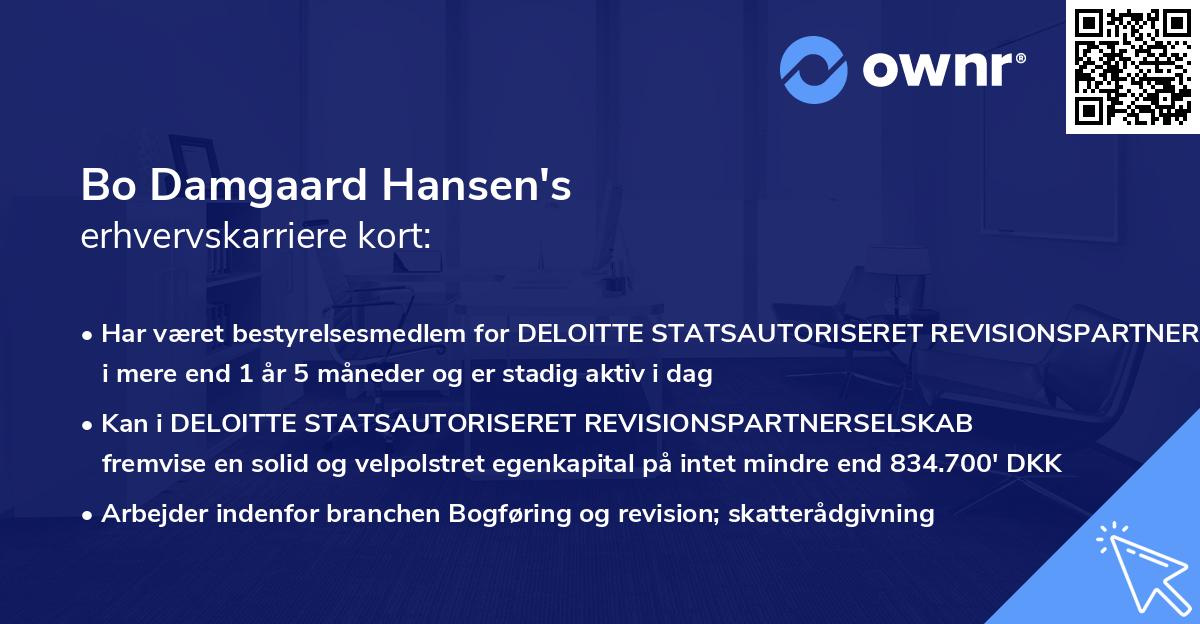 Bo Damgaard Hansen's erhvervskarriere kort