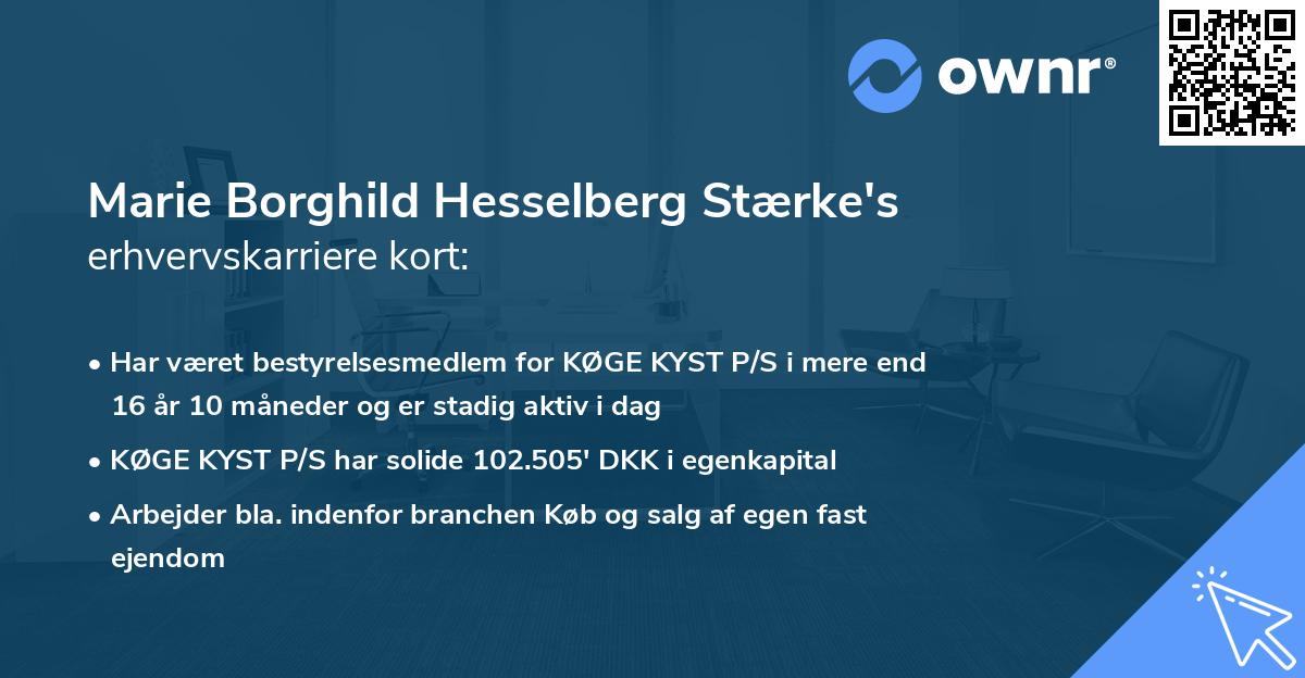 Marie Borghild Hesselberg Stærke's erhvervskarriere kort