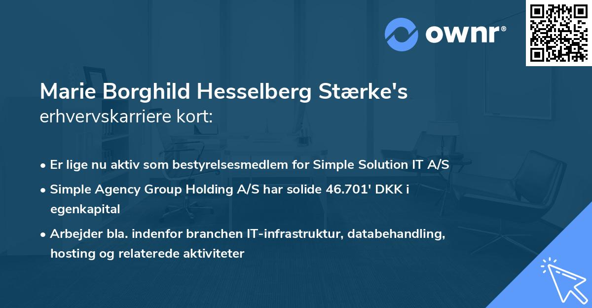 Marie Borghild Hesselberg Stærke's erhvervskarriere kort