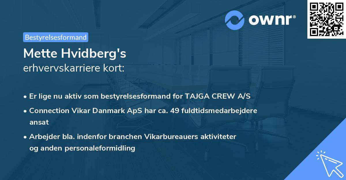 Mette Hvidberg's erhvervskarriere kort