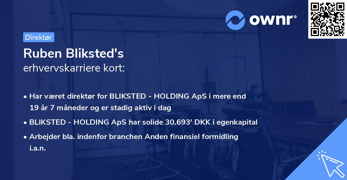 Ruben Bliksted's erhvervskarriere kort