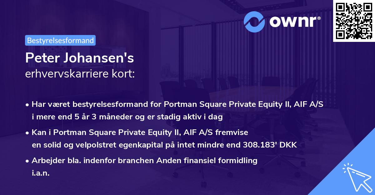 Peter Johansen's erhvervskarriere kort