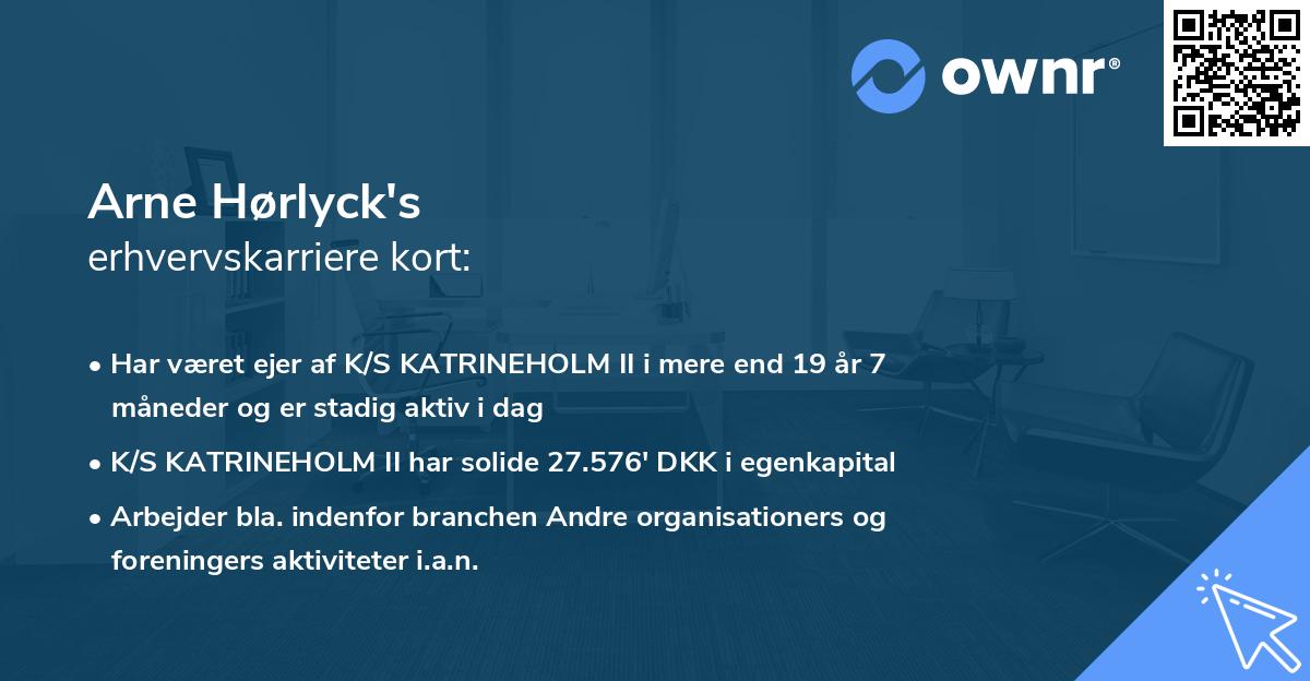 Arne Hørlyck's erhvervskarriere kort