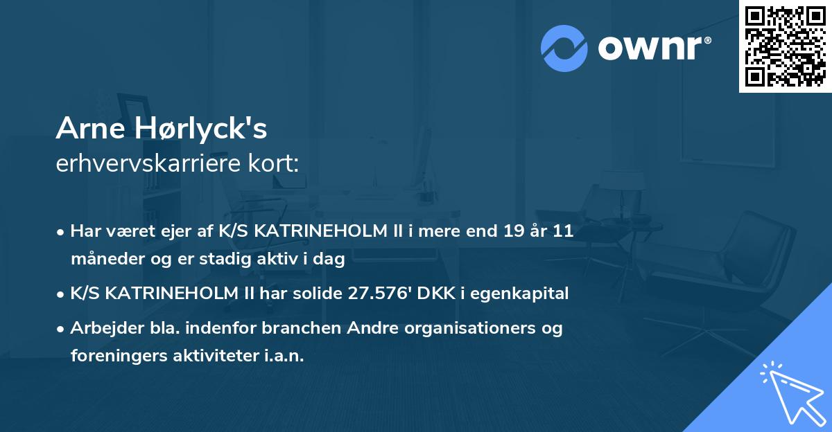 Arne Hørlyck's erhvervskarriere kort