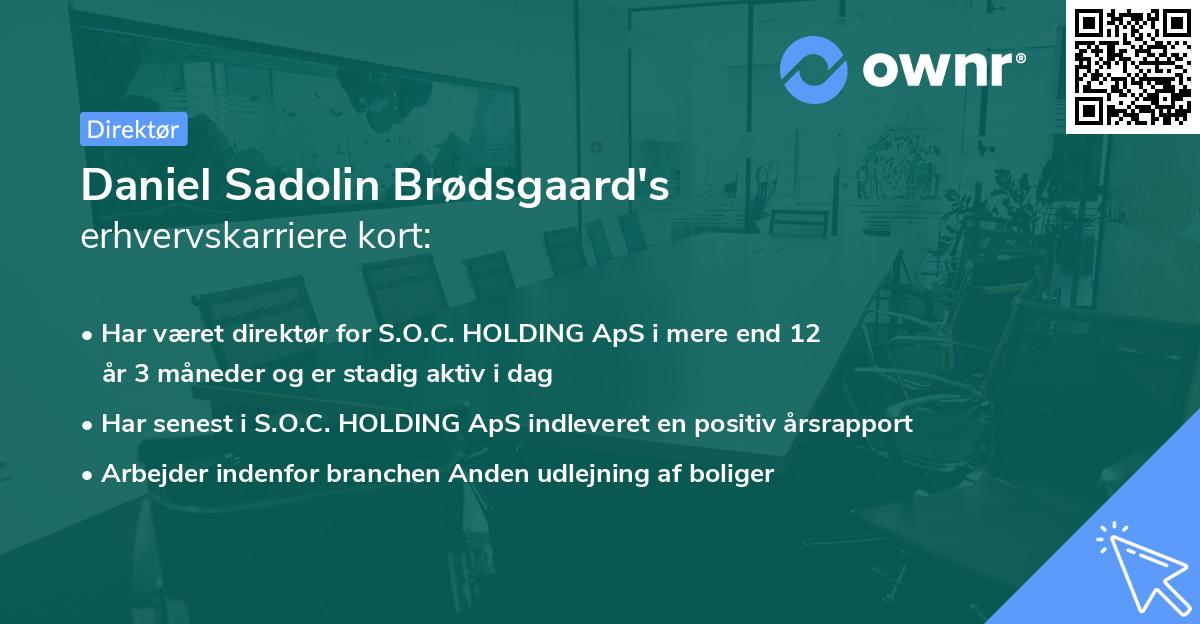 Daniel Sadolin Brødsgaard's erhvervskarriere kort