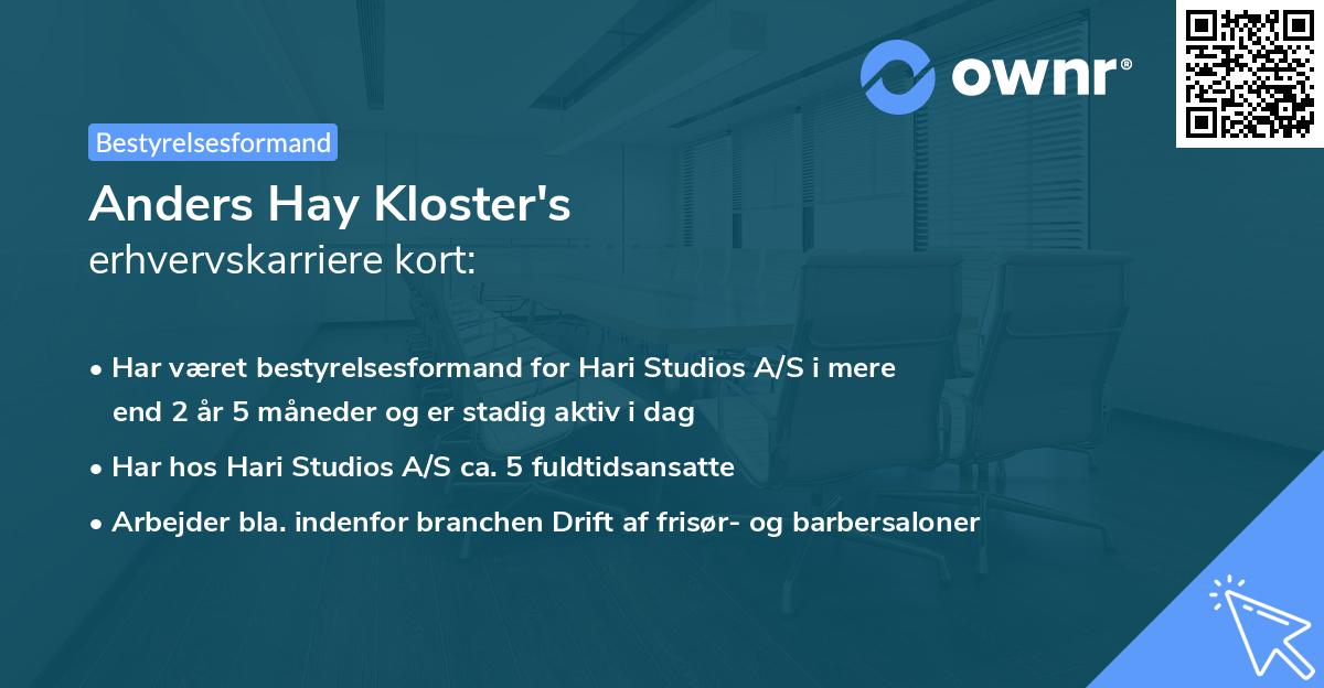 Anders Hay Kloster's erhvervskarriere kort