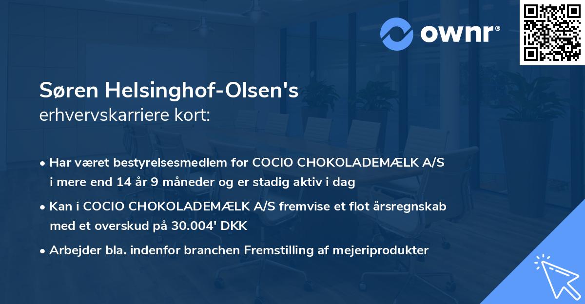 Søren Helsinghof-Olsen's erhvervskarriere kort