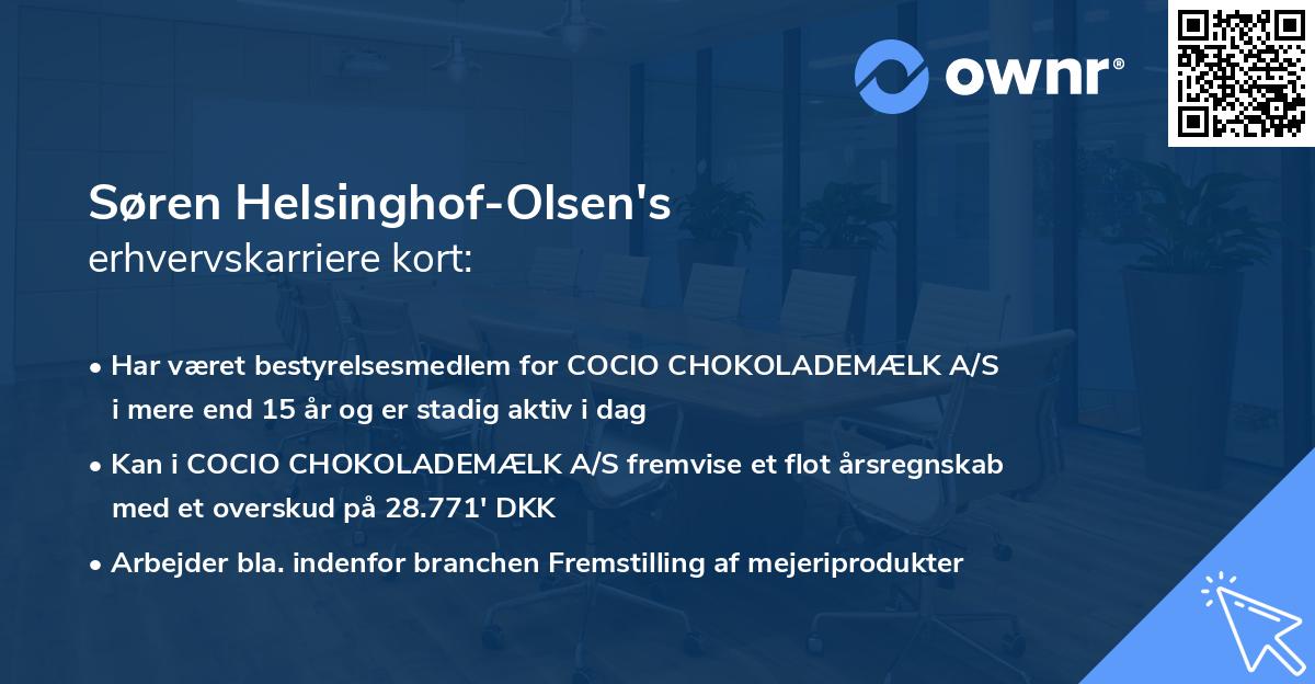 Søren Helsinghof-Olsen's erhvervskarriere kort