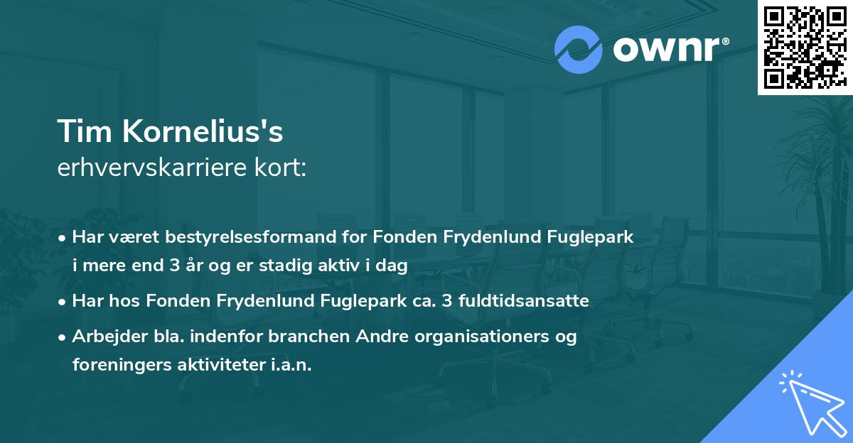 Tim Kornelius's erhvervskarriere kort