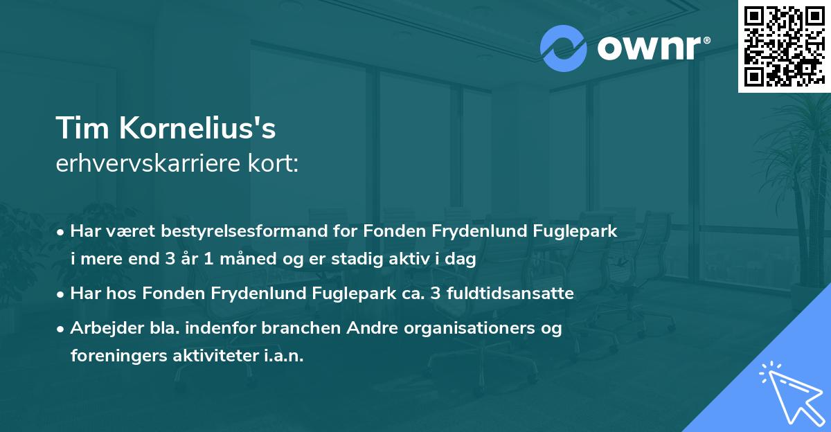 Tim Kornelius's erhvervskarriere kort