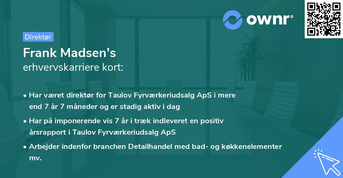 Frank Madsen's erhvervskarriere kort
