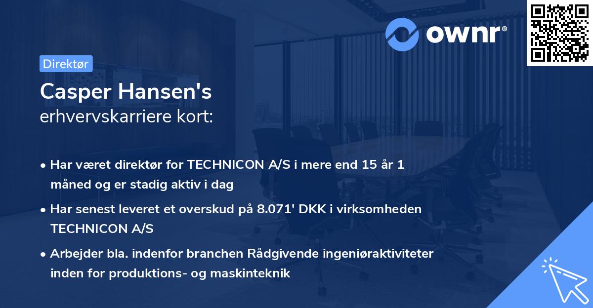 Casper Hansen's erhvervskarriere kort