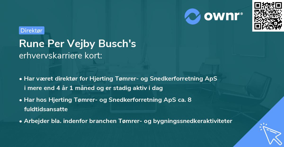 Rune Per Vejby Busch's erhvervskarriere kort