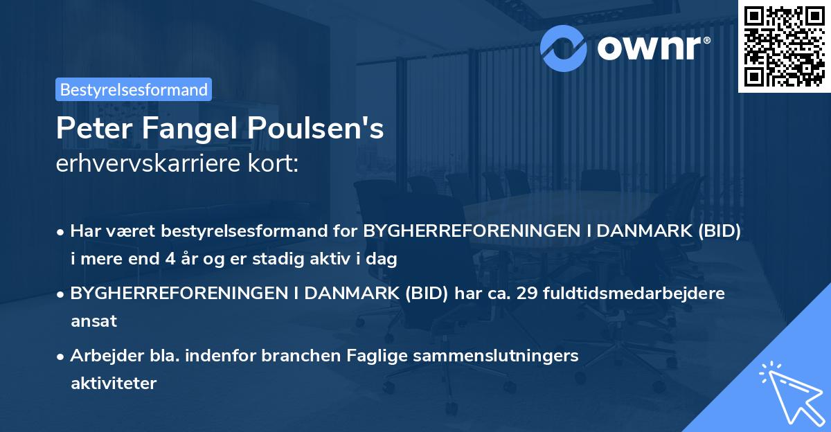 Peter Fangel Poulsen's erhvervskarriere kort