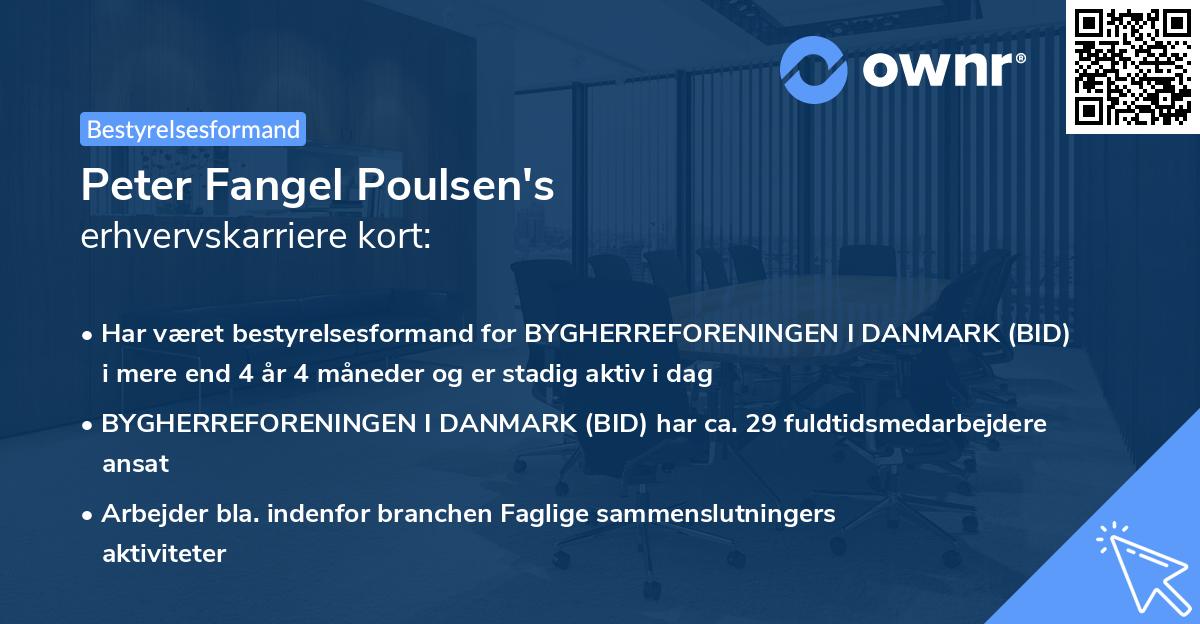 Peter Fangel Poulsen's erhvervskarriere kort