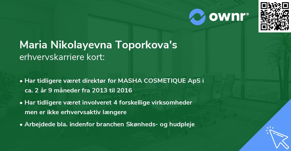Maria Nikolayevna Toporkova's erhvervskarriere kort