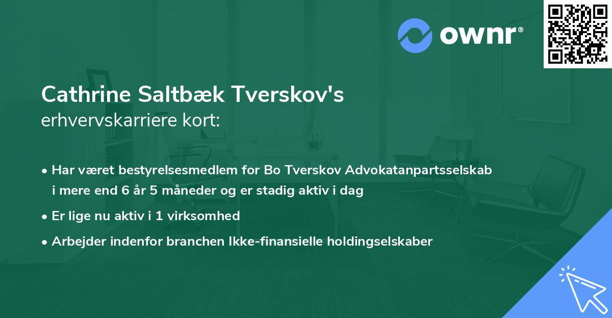 Cathrine Saltbæk Tverskov's erhvervskarriere kort