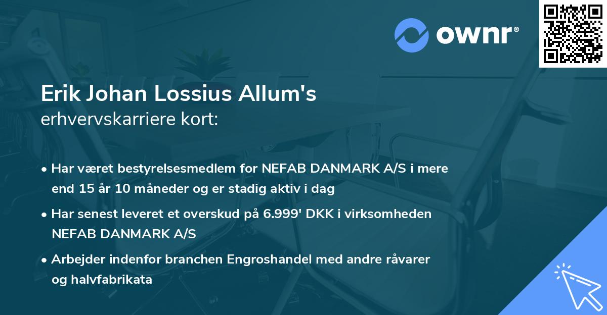 Erik Johan Lossius Allum's erhvervskarriere kort